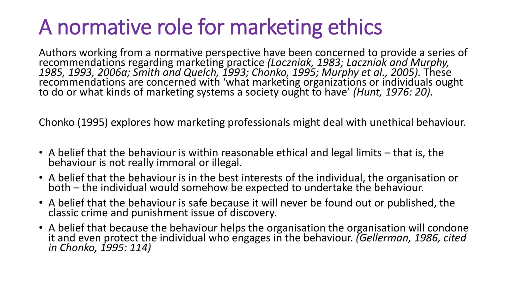 a normative role for marketing ethics a normative