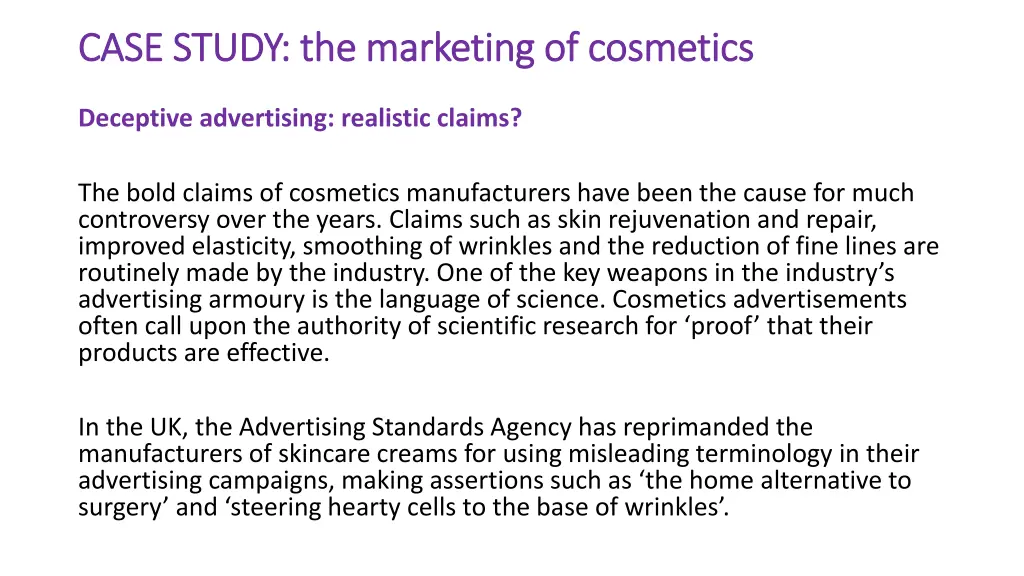 case study the marketing of cosmetics case study