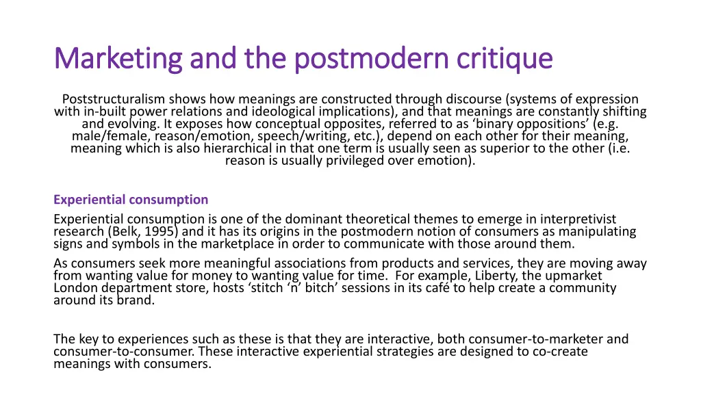 marketing and the postmodern critique marketing