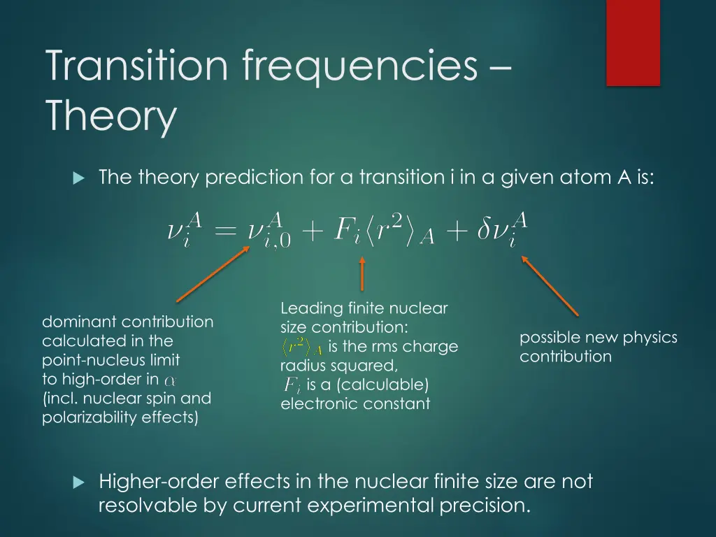 transition frequencies theory