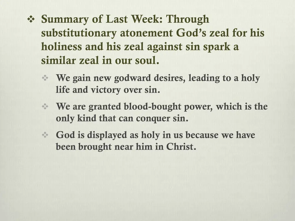 summary of last week through substitutionary