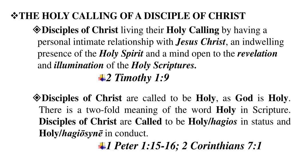 the holy calling of a disciple of christ