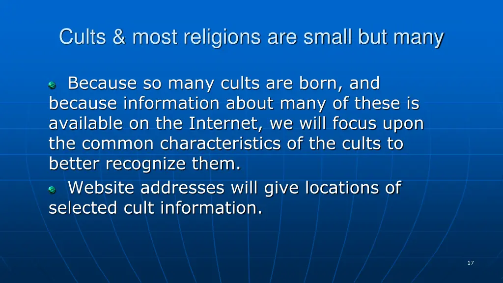 cults most religions are small but many 1