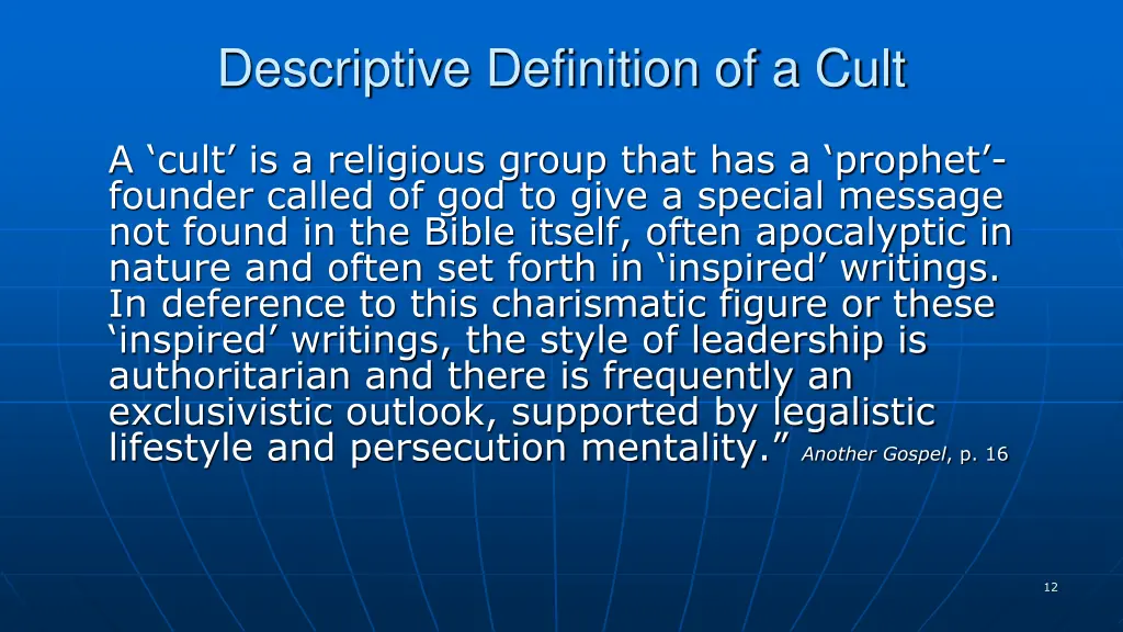 descriptive definition of a cult