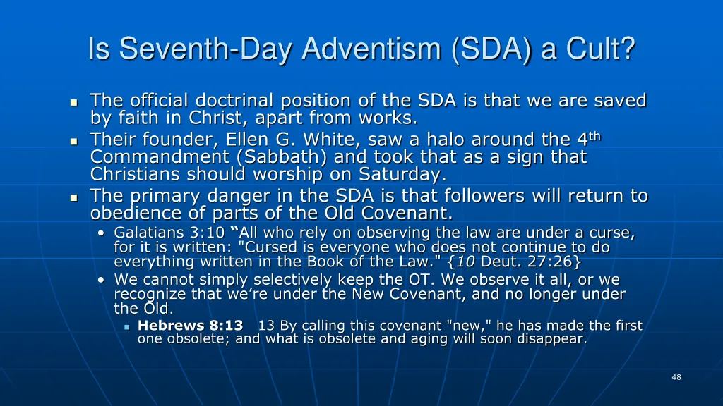 is seventh day adventism sda a cult