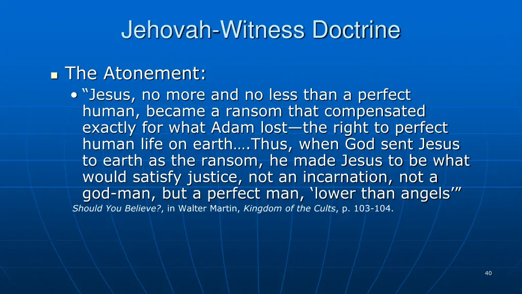 jehovah witness doctrine 1