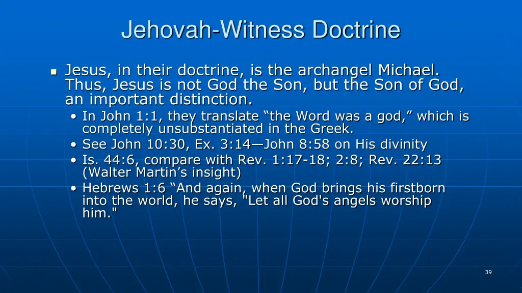 jehovah witness doctrine