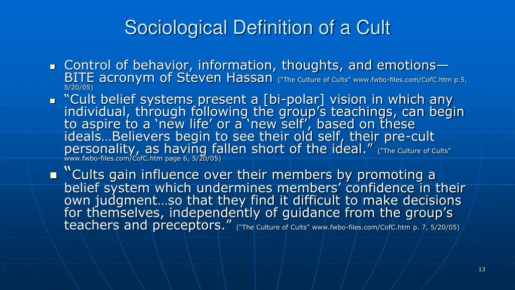 sociological definition of a cult