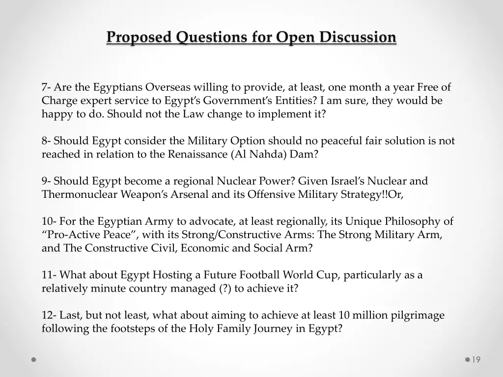 proposed questions for open discussion 1