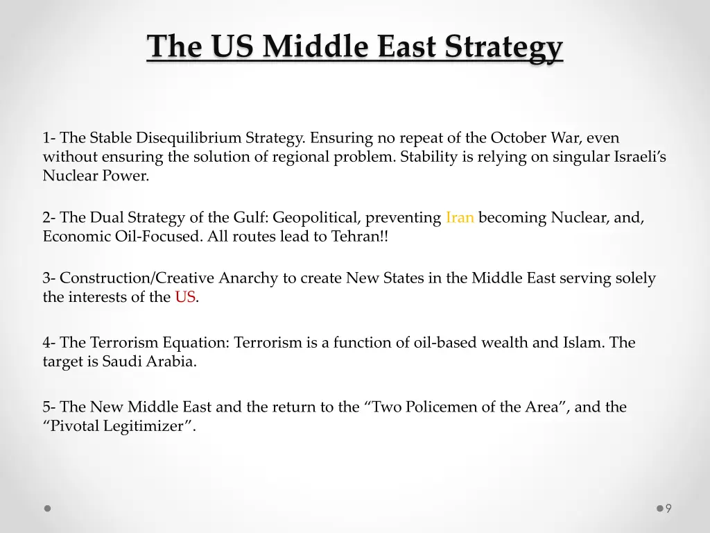 the us middle east strategy