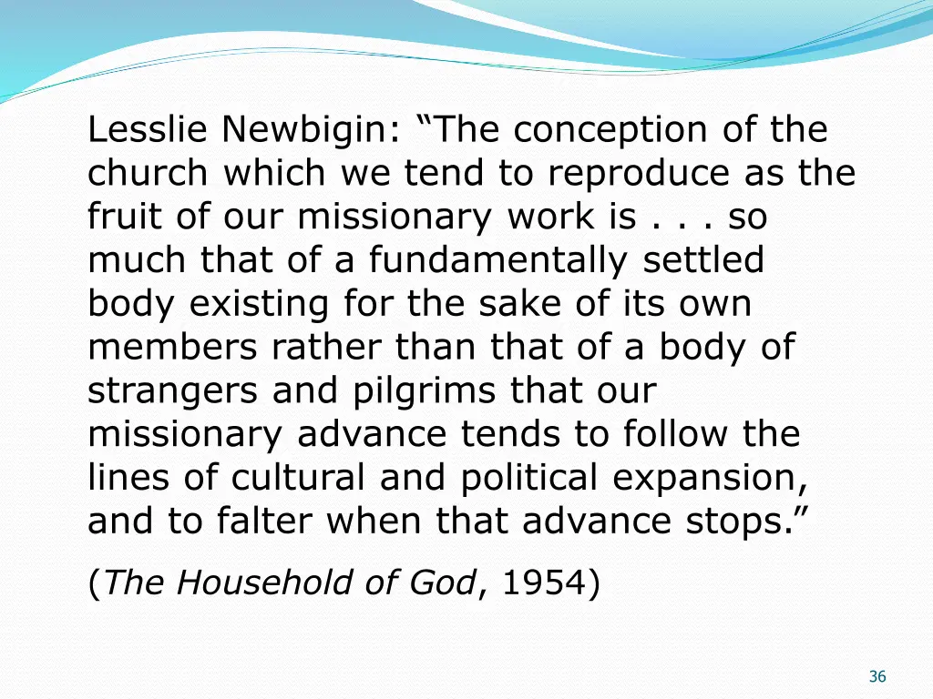 lesslie newbigin the conception of the church