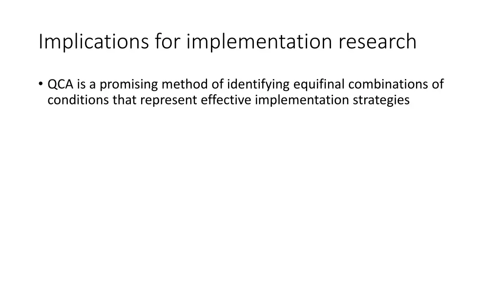 implications for implementation research