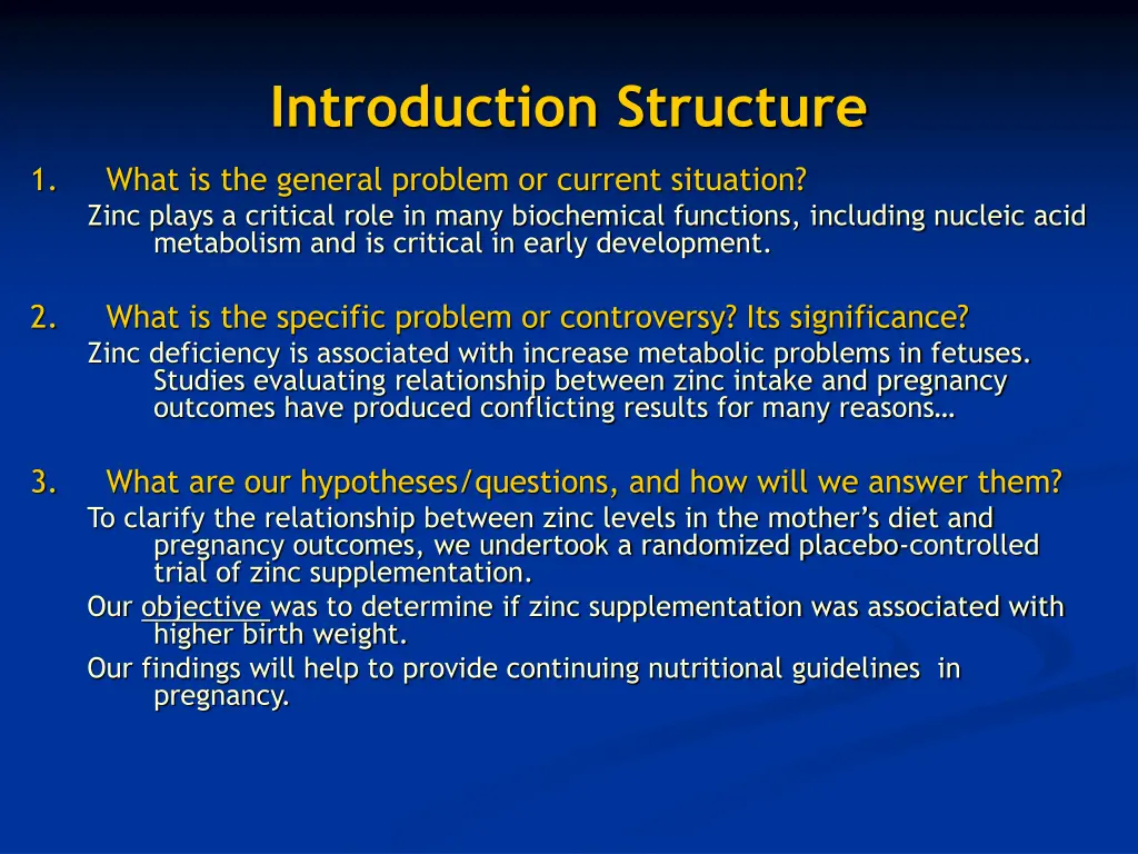 introduction structure