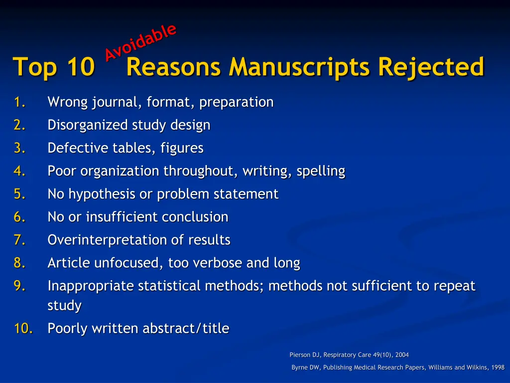 top 10 reasons manuscripts rejected