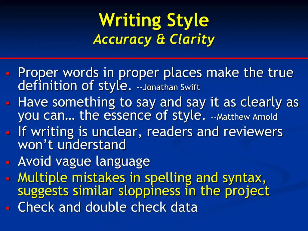 writing style accuracy clarity