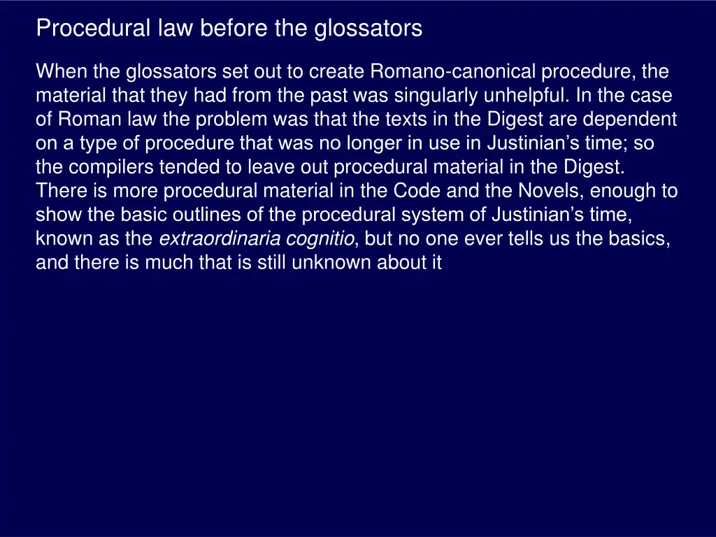 procedural law before the glossators