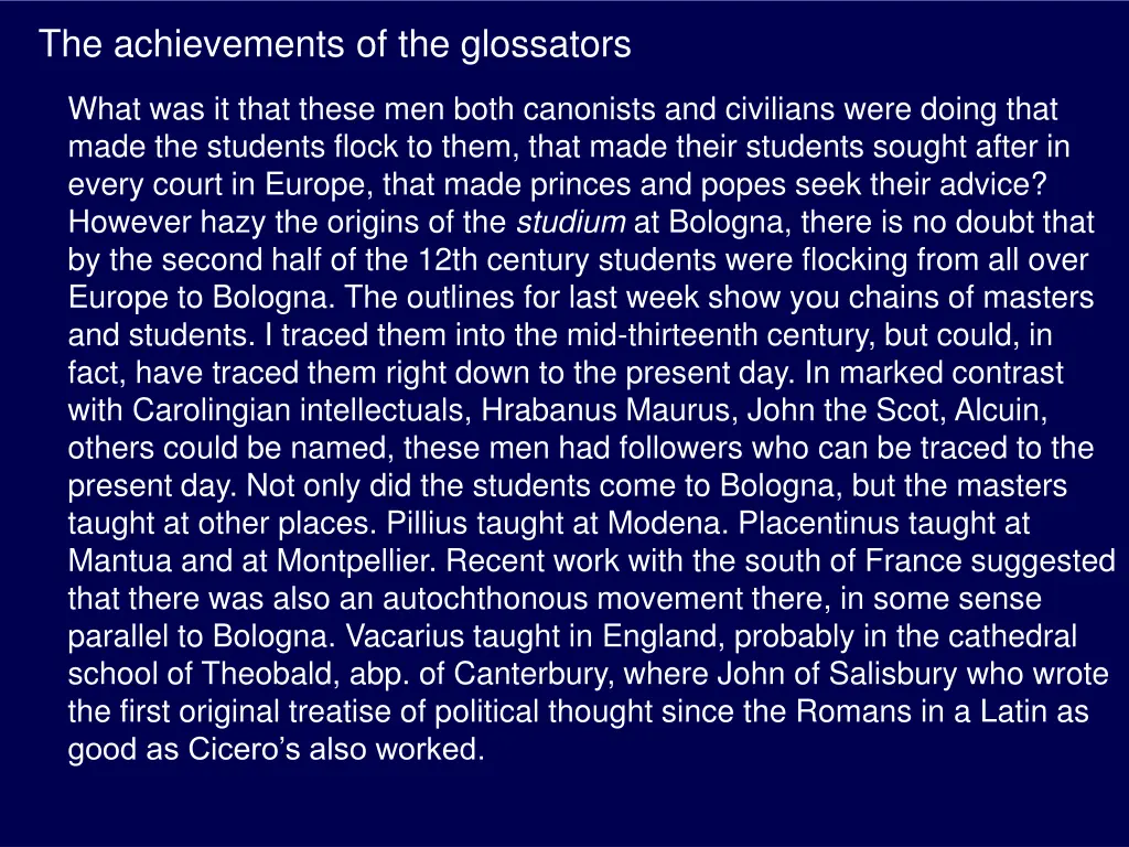 the achievements of the glossators