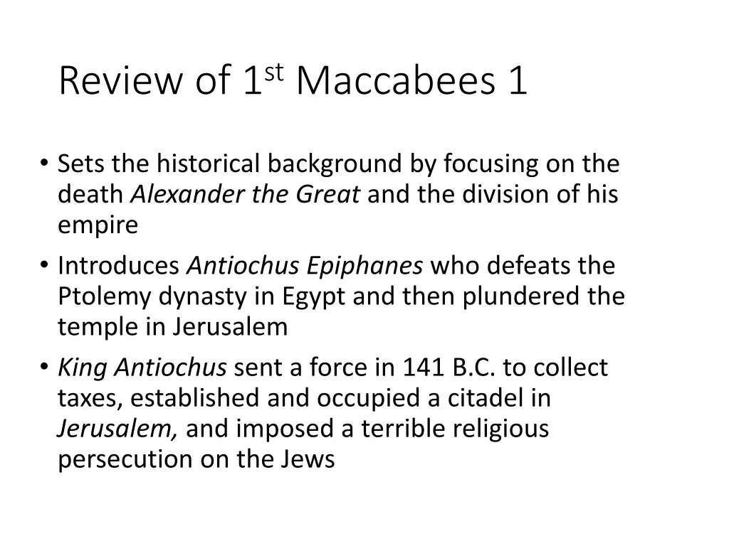 review of 1 st maccabees 1