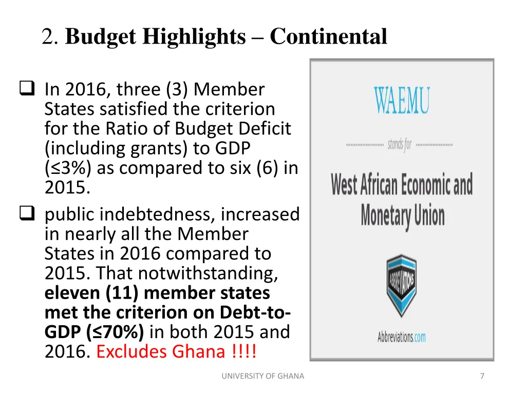 2 budget highlights continental