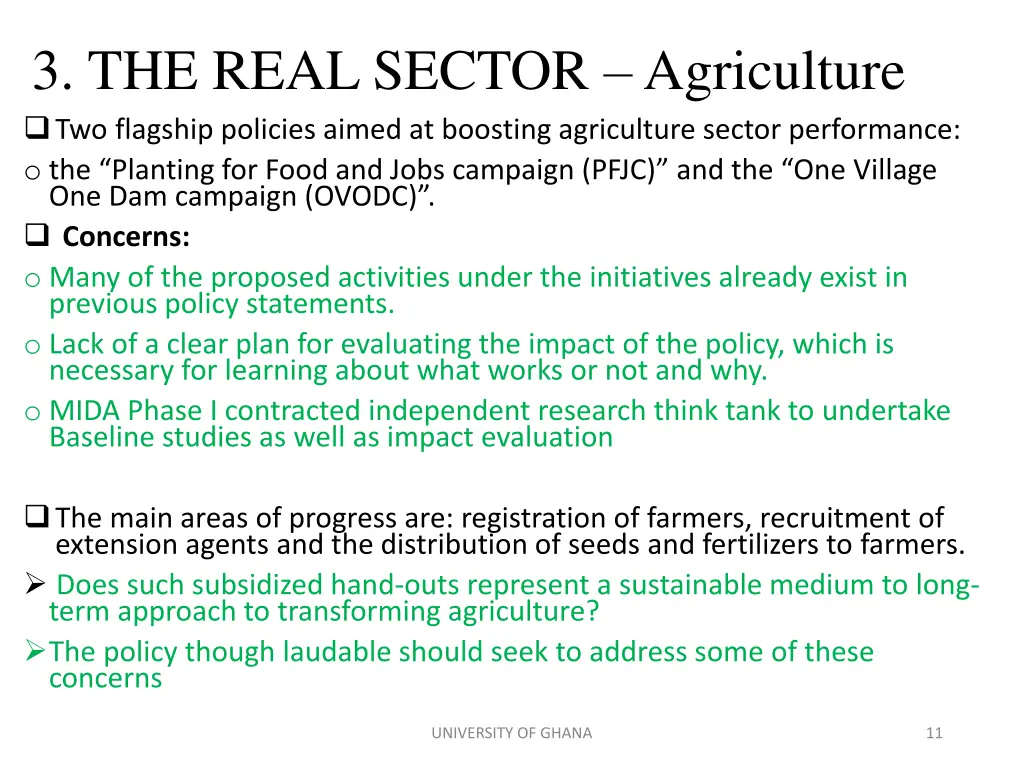 3 the real sector agriculture two flagship