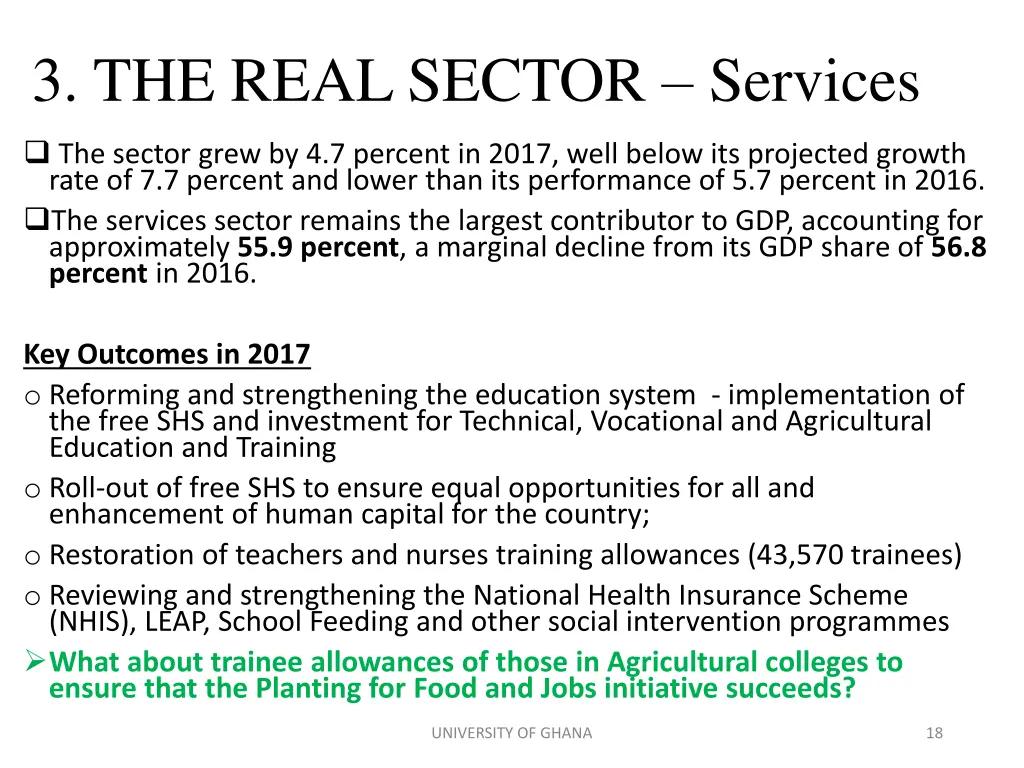 3 the real sector services