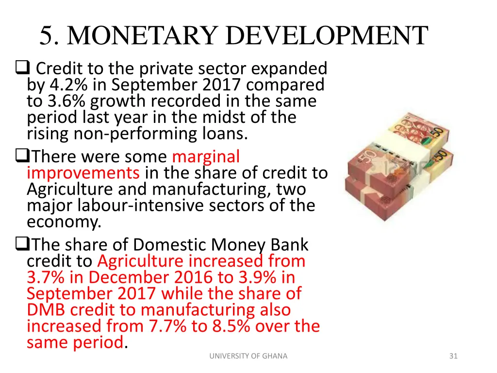 5 monetary development credit to the private