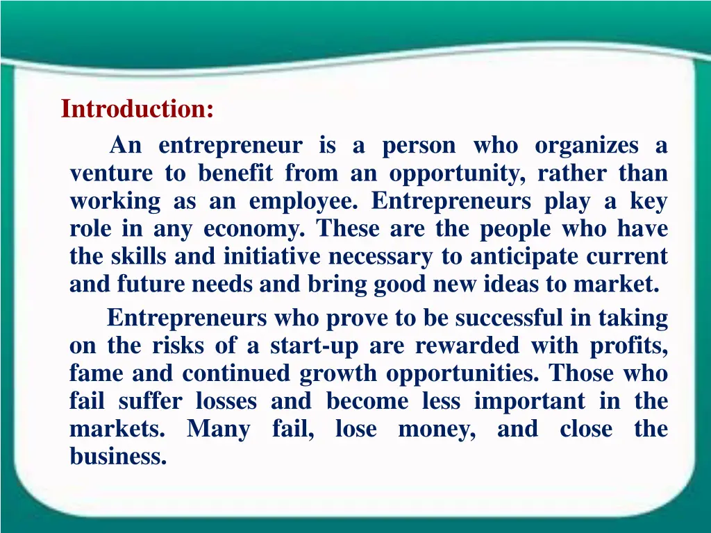 introduction an entrepreneur is a person