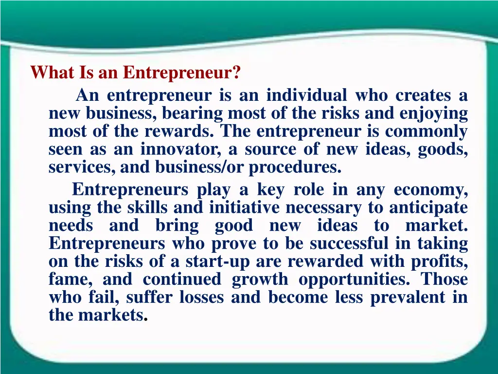 what is an entrepreneur an entrepreneur