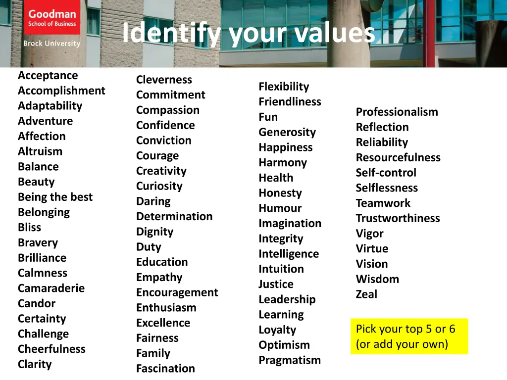 identify your values