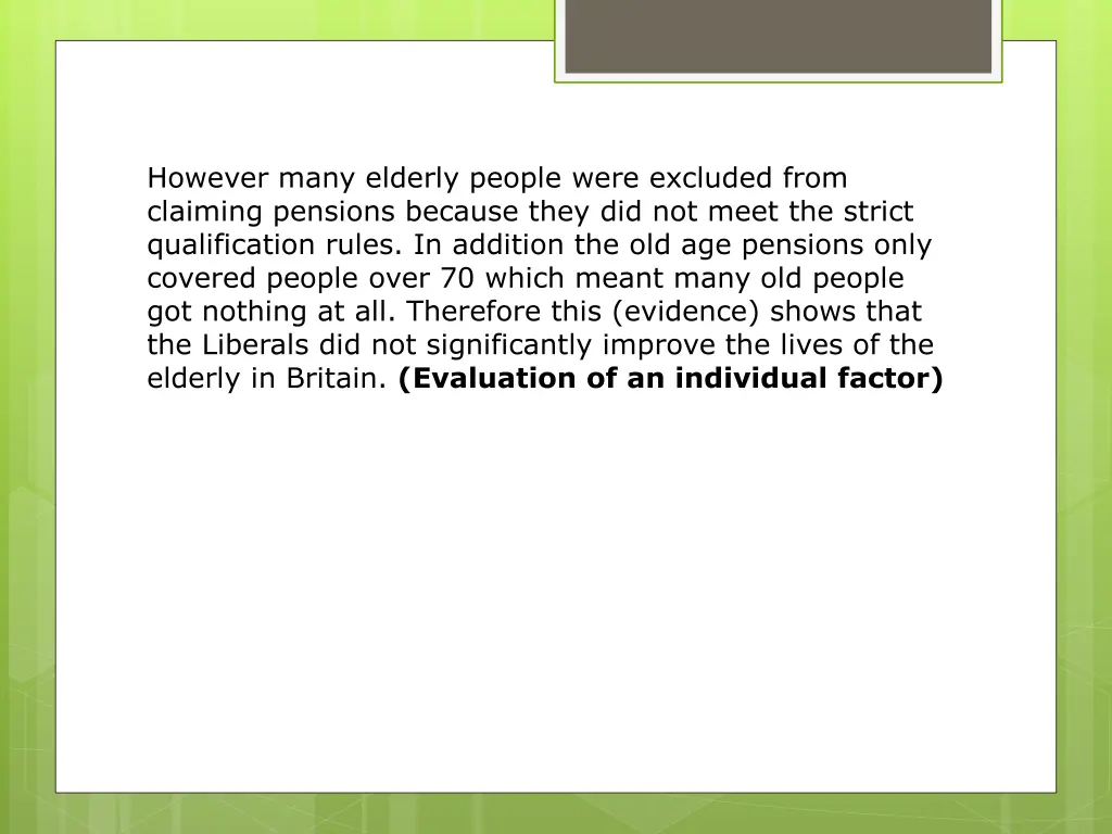 however many elderly people were excluded from 1