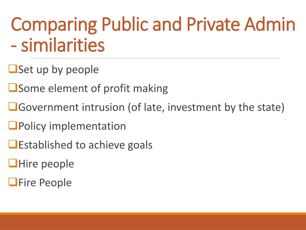 comparing public and private admin comparing