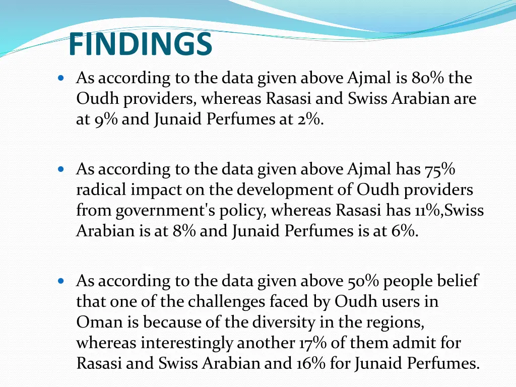 findings as according to the data given above