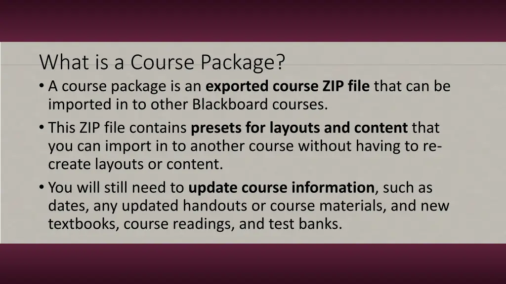 what is a course package a course package