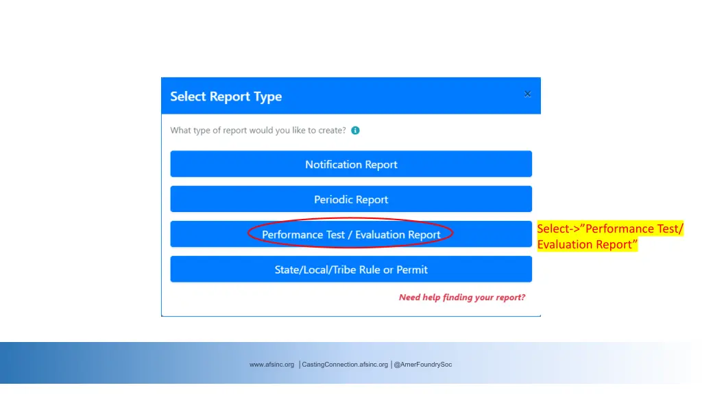 select performance test evaluation report