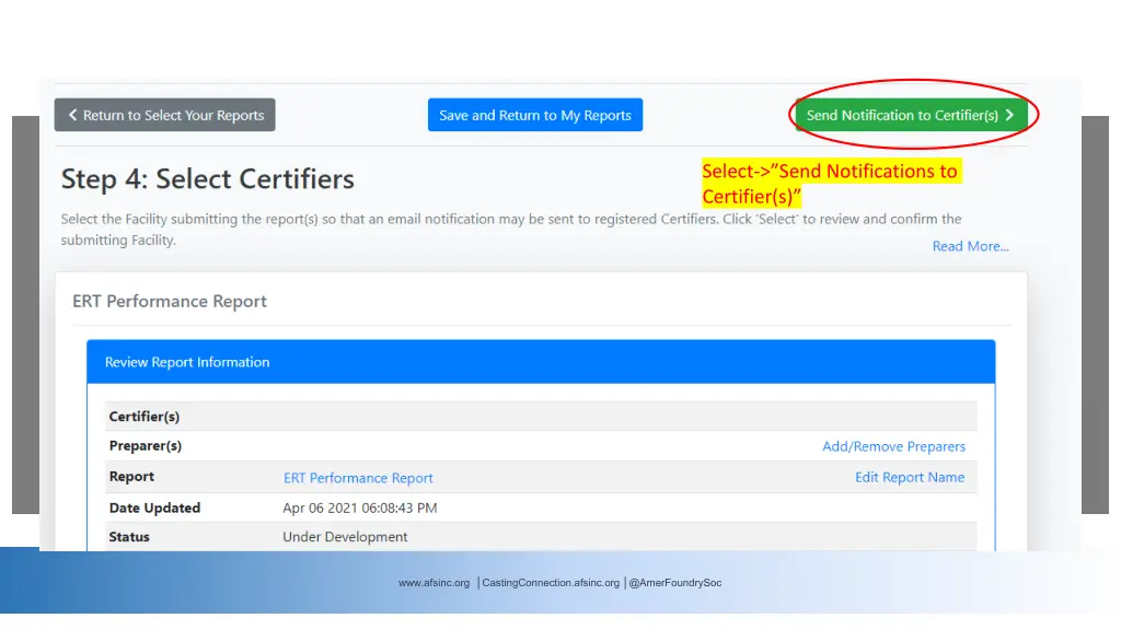 select send notifications to certifier s