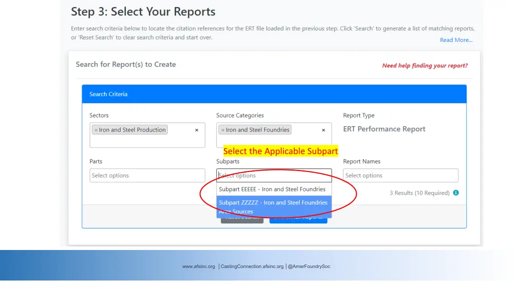 select the applicable subpart