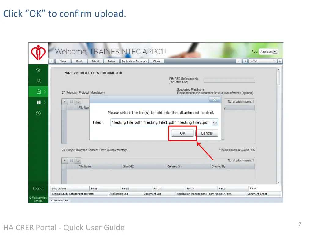 click ok to confirm upload