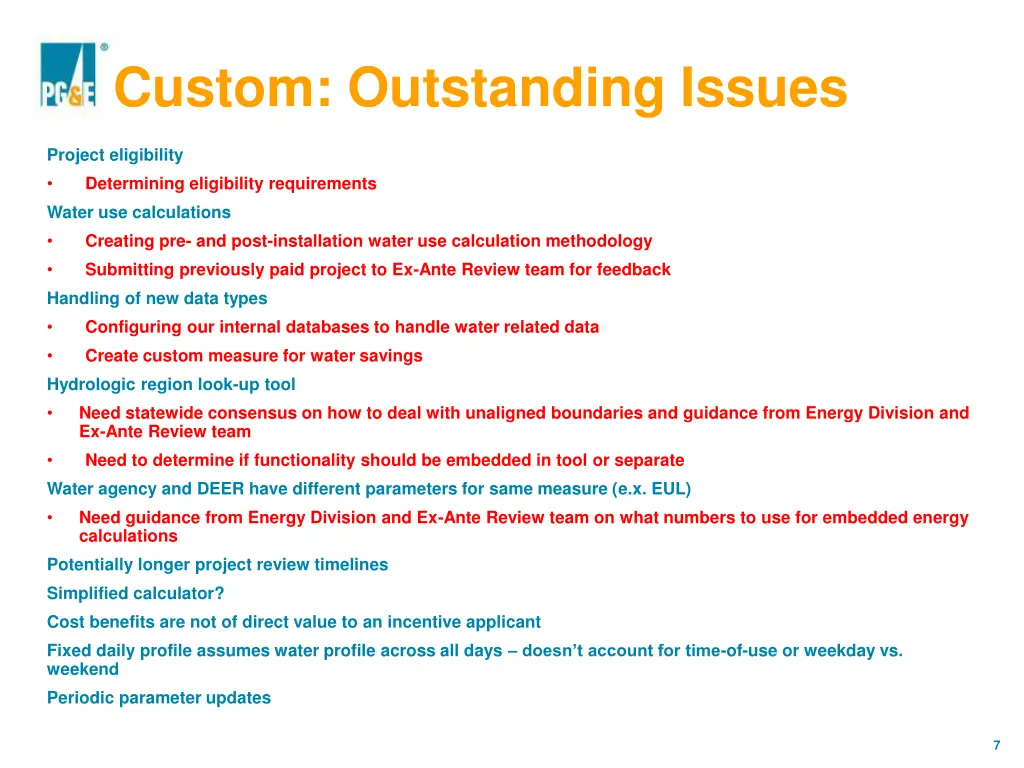 custom outstanding issues