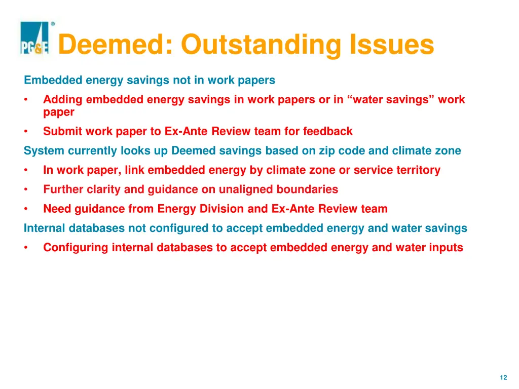 deemed outstanding issues