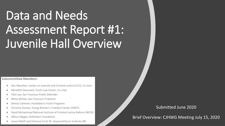 data and needs data and needs assessment report