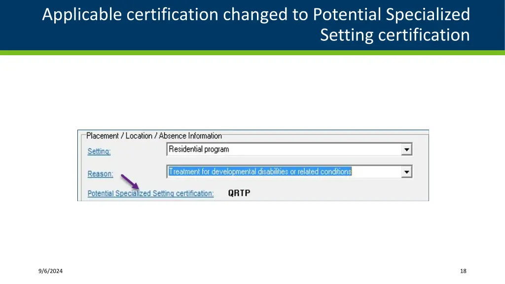 applicable certification changed to potential