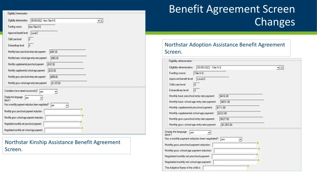 benefit agreement screen