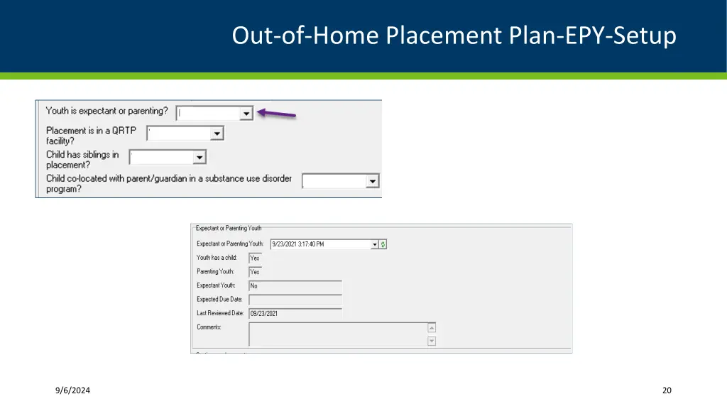 out of home placement plan epy setup