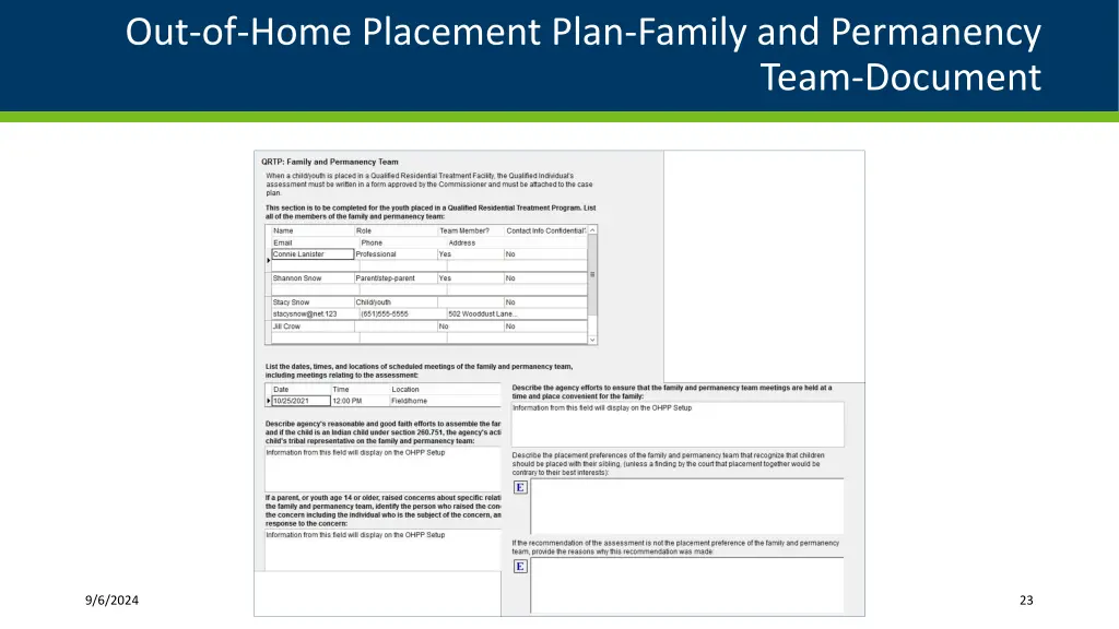 out of home placement plan family and permanency