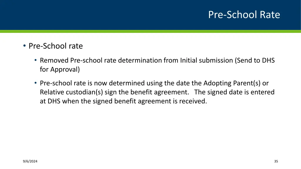 pre school rate