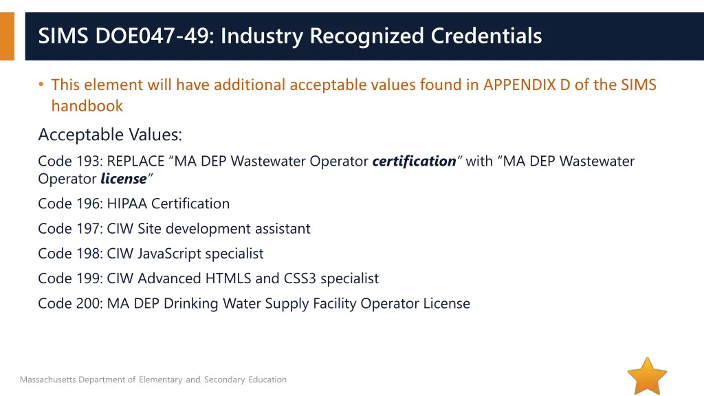 sims doe047 49 industry recognized credentials