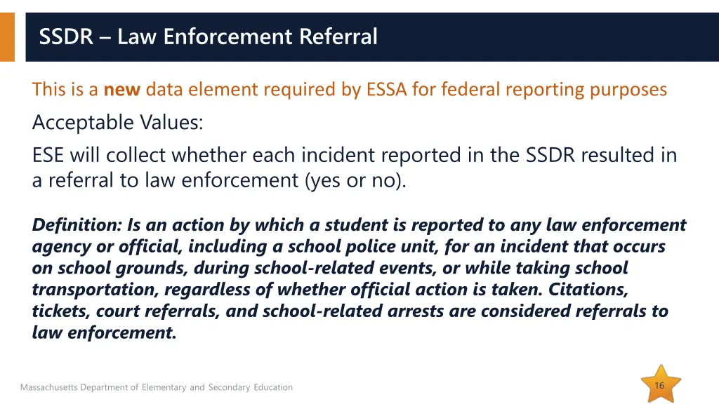 ssdr law enforcement referral