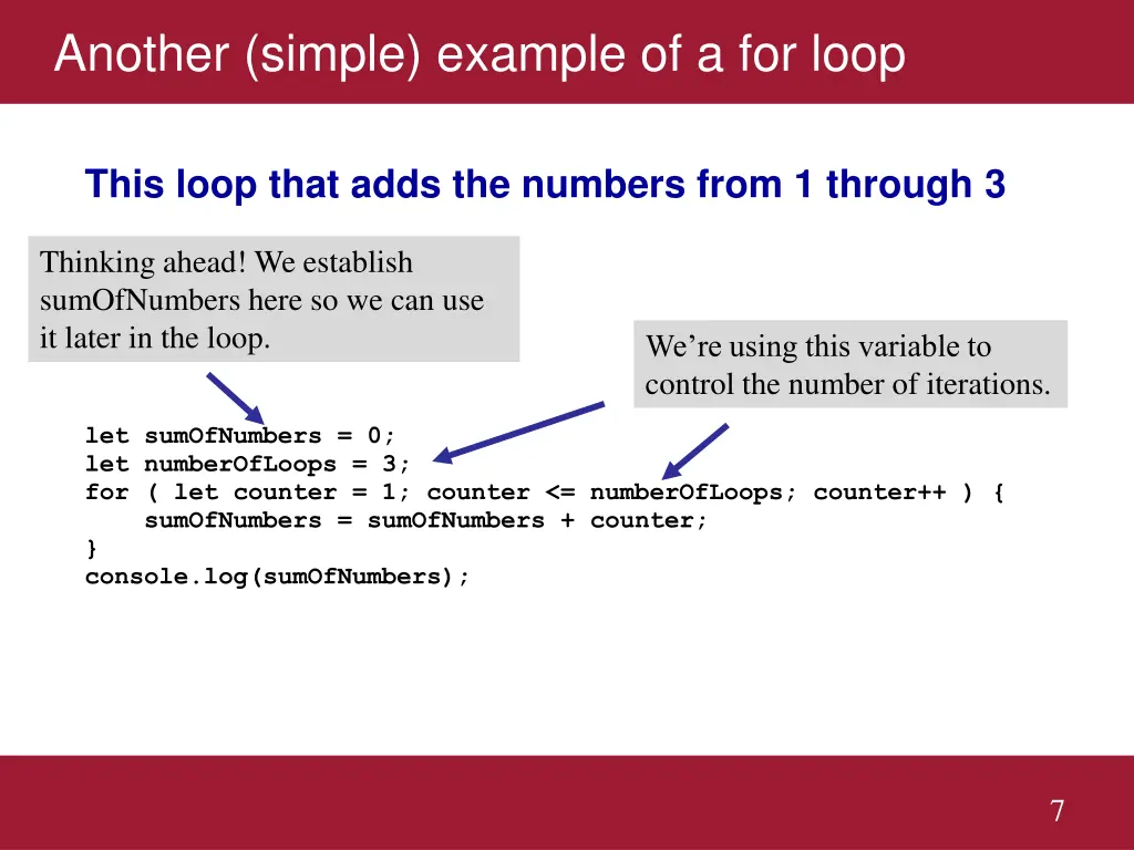 another simple example of a for loop