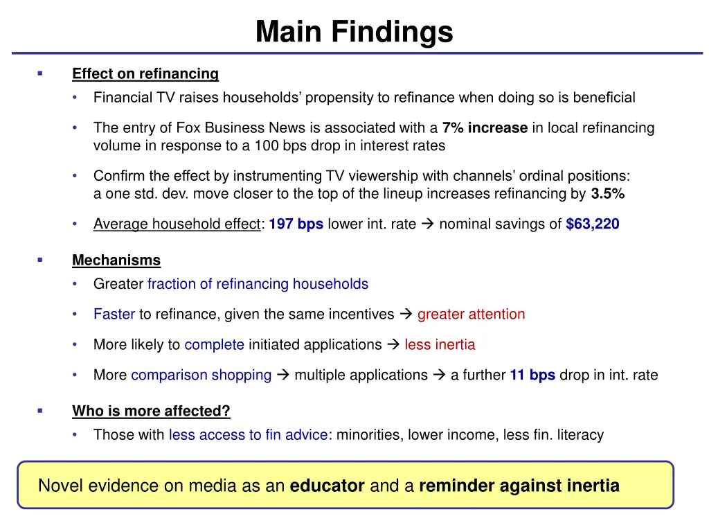 main findings