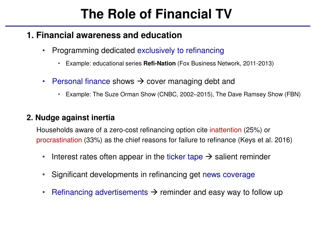 the role of financial tv